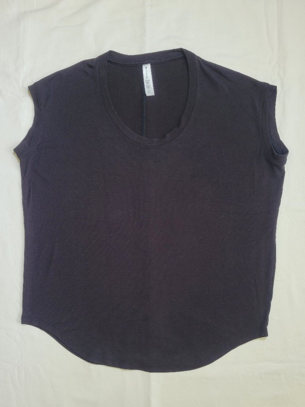 Athleta CYA Scoop Neck Cap Sleeve Tee Shirt Black Small Athletic Workout - Picture 2 of 7